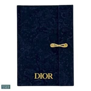 Dior Velvet Carnet Notebook Journal Blue Gold Detailing Luxe Stationery Gift Box